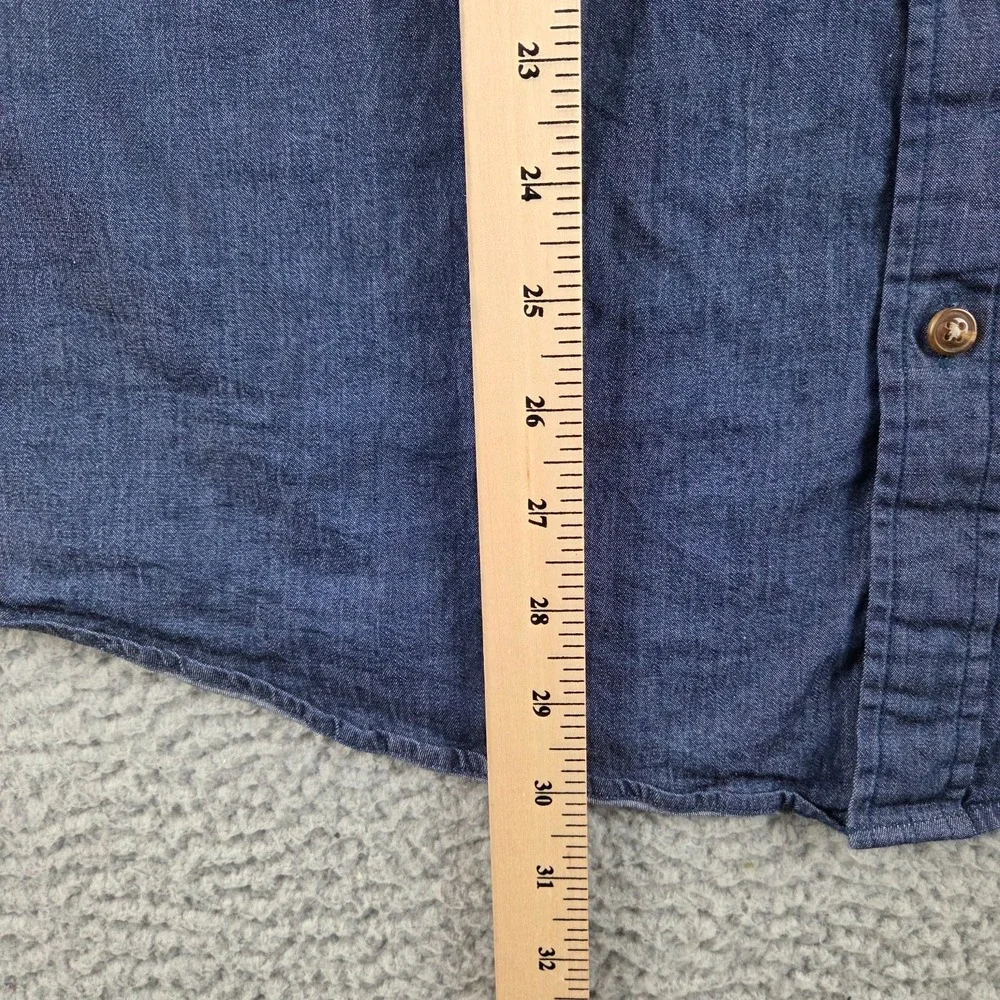 Mugsy Shirt Men XL Chambray‎ Button Down Blue L/S Cotton Blend
